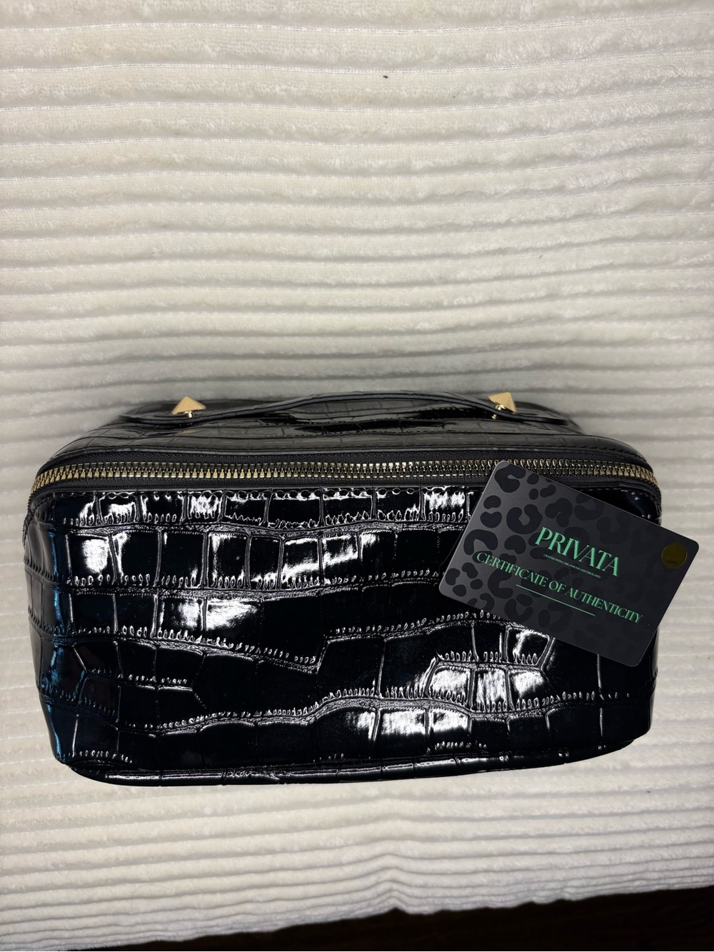 Black Croc-Embossed Cosmetic Case